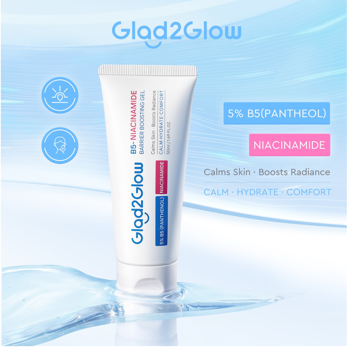 Glad2Glow Panthenol Gel B5-Niacinamide Barrier Boosting Gel - 50 ml