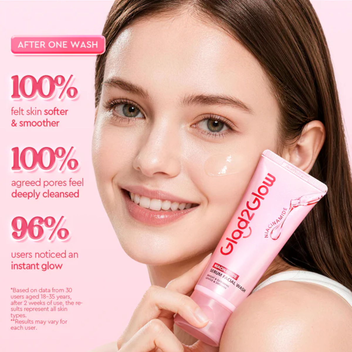 Glad2Glow Niacinamide Serum Facial Wash Cleanser - 70 g