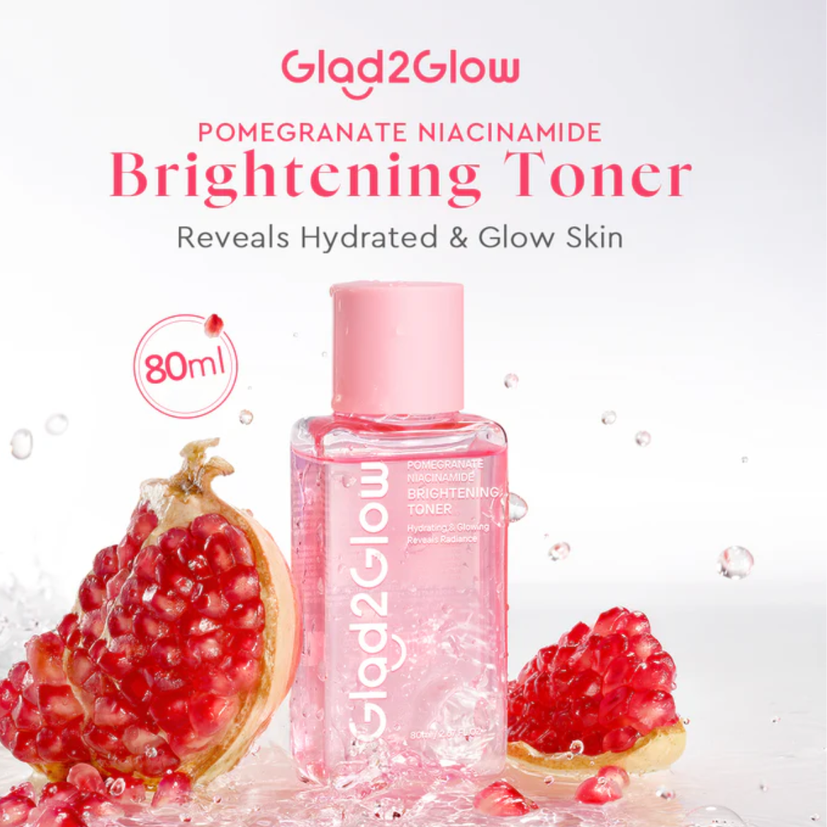 Glad2Glow Pomegranate Niacinamide Brightening Toner 80ml