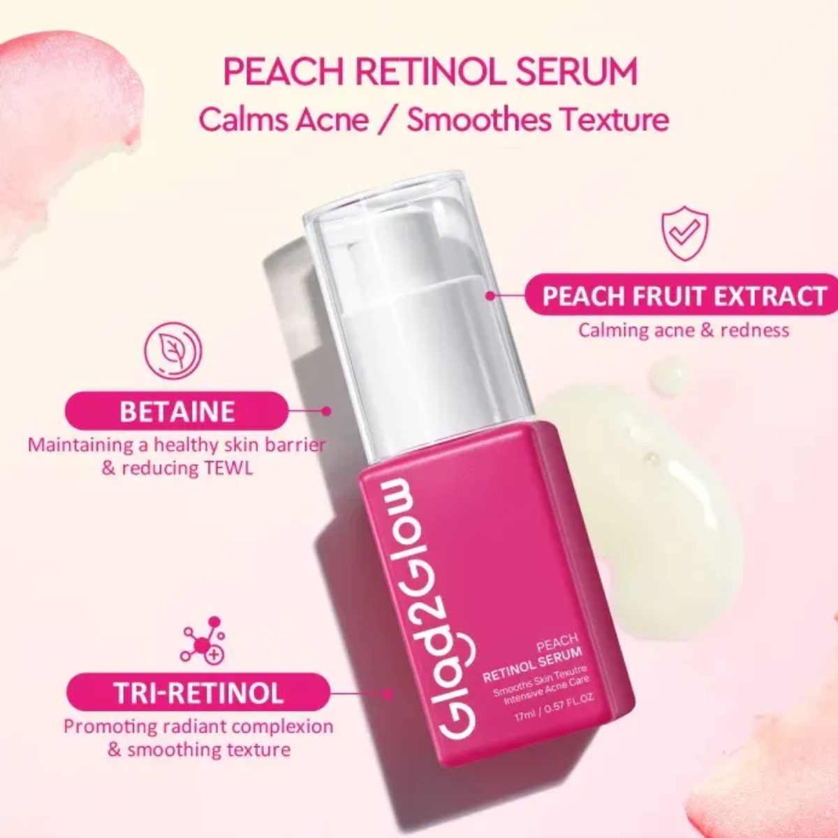 Glad2Glow Peach Retinol Serum 17 ml
