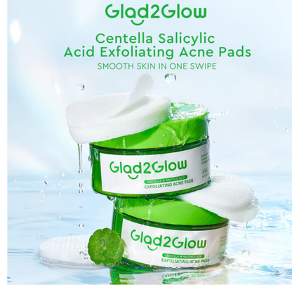 Glad2Glow Centella Salicylic Acid Exfoliating Acne Pads - 30 pads