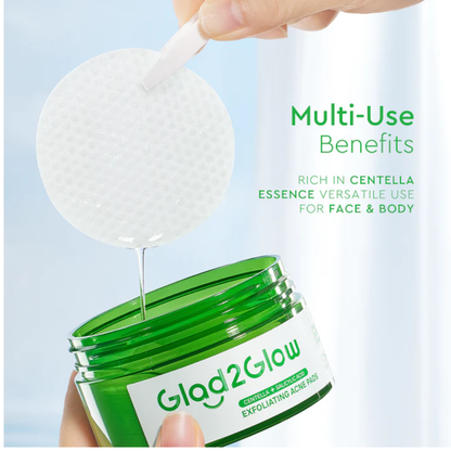 Glad2Glow Centella Salicylic Acid Exfoliating Acne Pads - 30 pads