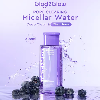 Glad2Glow Pore Clearing Micellar Water Gentle&Moist Makeup Remover ( Blueberry)