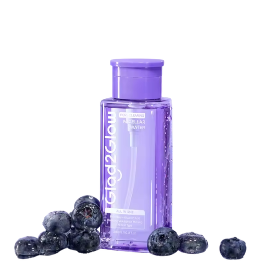 Glad2Glow Pore Clearing Micellar Water Gentle&Moist Makeup Remover ( Blueberry)