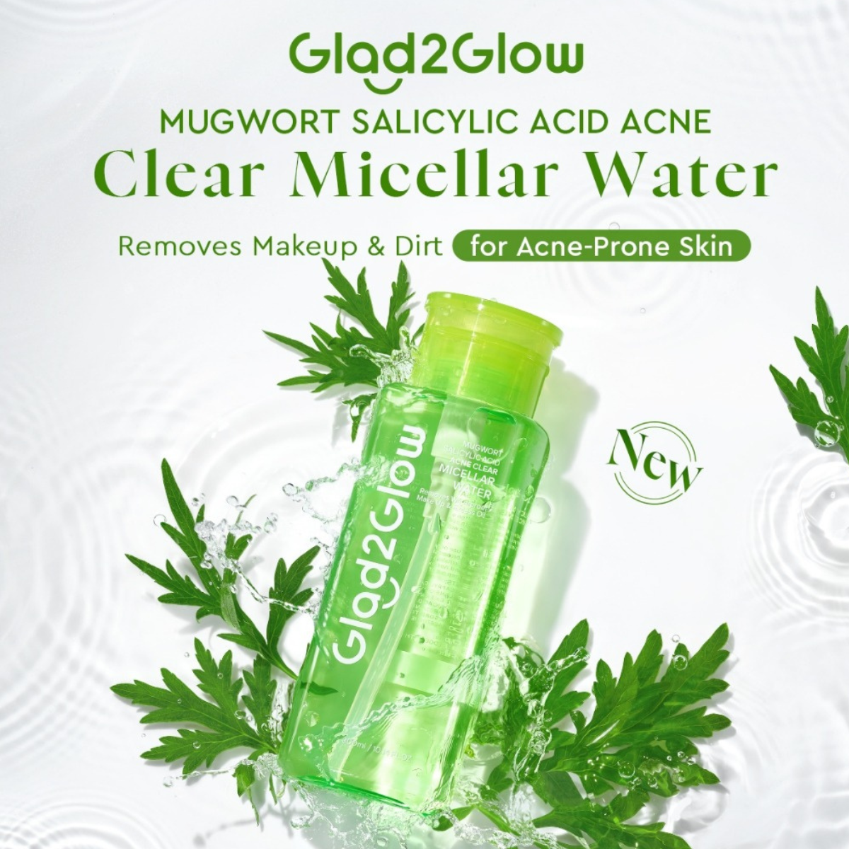 Glad2Glow Acne Clear Micellar Water Makeup Remover - 300ml