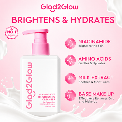 Glad2Glow Milk Amino Acid Gentle Cleanser Face Wash (80ml)