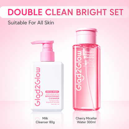 Glad2Glow Milk Amino Acid Gentle Cleanser 80 g + Cherry Micellar Water 300 ml