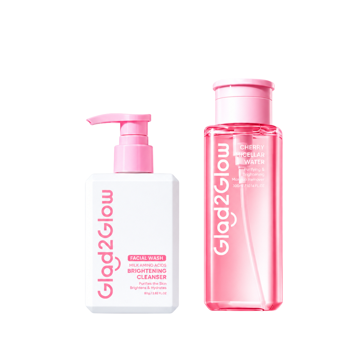 Glad2Glow Milk Amino Acid Gentle Cleanser 80 g + Cherry Micellar Water 300 ml