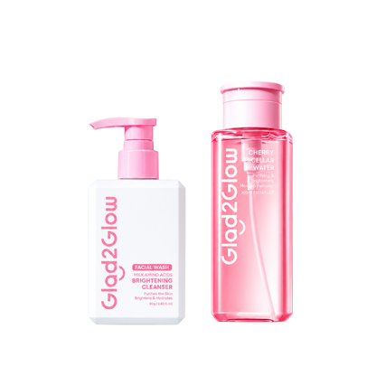 Glad2Glow Milk Amino Acid Gentle Cleanser 80 g + Cherry Micellar Water 300 ml