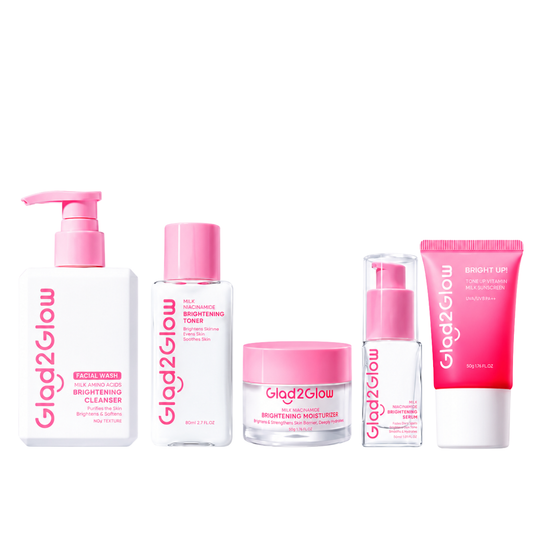 Glad2Glow Milk Niacinamide Brightening Set  - Moisturizer/Cleanser/Serum/Toner/Sunscreen Glowing Skincare Set