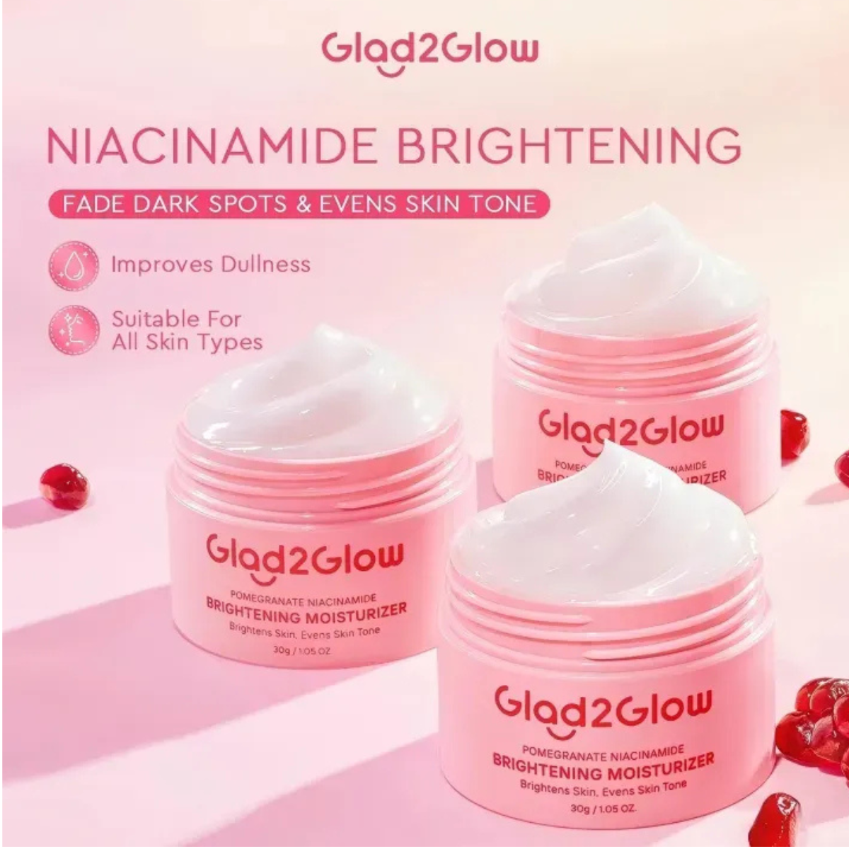 Glad2Glow Pomegranate Niacinamide Brightening Moisturizer 30g